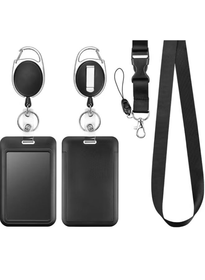 MTC Retractable ID Badge Holder with Breakaway Lanyard, Heavy Duty Retractable Badge Reel, Detachable Keychain, Vertical Sliding ID Badge Holder for Office School Officer Teacher Nurse - Image 1